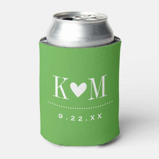 Rafraîchisseur Pour Canette Monogramme Mariage moderne vert (Can devant)