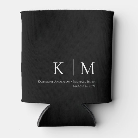 Rafraîchisseur Pour Canette Monogramme-Mariage noir et blanc- (Devant)