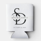 Rafraîchisseur Pour Canette Monogramme Mariage Simple Personnalisé Avec Nom (Dos)