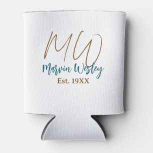 Rafraîchisseur Pour Canette Monogramme marron bleu turquoise année simple mini