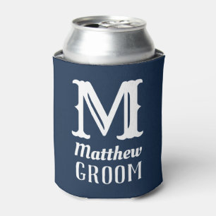 Rafraîchisseur Pour Canette Monogramme masculin personnalisé Mariage Bleu mari