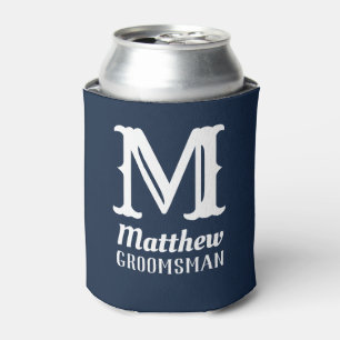 Rafraîchisseur Pour Canette Monogramme masculin personnalisé Mariage Navy