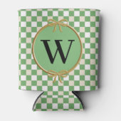 Rafraîchisseur Pour Canette Monogramme mixte vert, blanc beige et ruban (Devant)