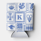 Rafraîchisseur Pour Canette Monogramme Moderne Bleu Blanc Abstrait Motif (Devant)