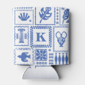 Rafraîchisseur Pour Canette Monogramme Moderne Bleu Blanc Abstrait Motif (Dos)