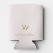 Rafraîchisseur Pour Canette Monogramme moderne Blush Pink Gold Script (Dos)