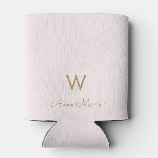 Rafraîchisseur Pour Canette Monogramme moderne Blush Pink Gold Script (Dos)