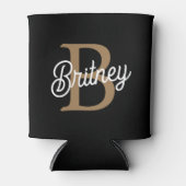 Rafraîchisseur Pour Canette Monogramme moderne élégant Nom Black Gold Script (Devant)