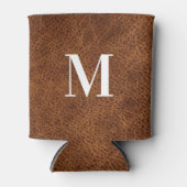 Rafraîchisseur Pour Canette Monogramme moderne en cuir Brown Faux (Devant)