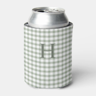 Rafraîchisseur Pour Canette Monogramme Moderne Gingham Vert