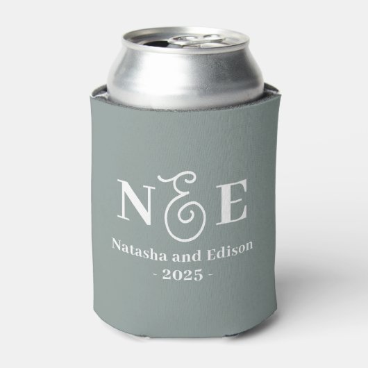 Rafraîchisseur Pour Canette Monogramme Moderne Mariage Sage Green Can Cooler (Can devant)