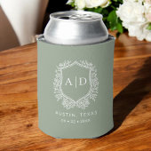 Rafraîchisseur Pour Canette Monogramme moderne Mariage Sage Green Crest