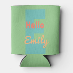 Rafraîchisseur Pour Canette monogramme moderne menthe corail rose pêche