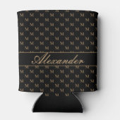 Rafraîchisseur Pour Canette Monogramme moderne Noir Blanc Or Élégant (Dos)