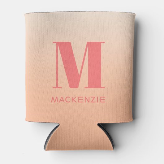 Rafraîchisseur Pour Canette Monogramme moderne Nom initial Peach Gradient (Devant)