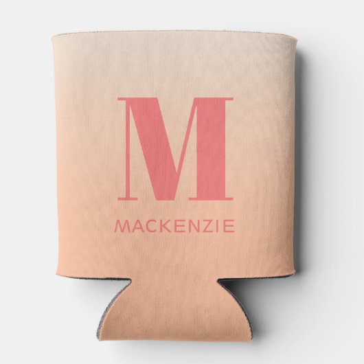 Rafraîchisseur Pour Canette Monogramme moderne Nom initial Peach Gradient (Dos)