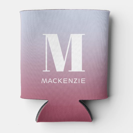 Rafraîchisseur Pour Canette Monogramme moderne Nom initial Pink Blue Gradient (Devant)