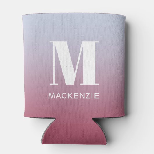 Rafraîchisseur Pour Canette Monogramme moderne Nom initial Pink Blue Gradient (Dos)