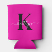 Rafraîchisseur Pour Canette Monogramme moderne rose noir écriture script (Dos)