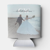 Rafraîchisseur Pour Canette Monogramme Moderne tendance 2 Photo mariage Faveur (Dos)