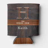 Rafraîchisseur Pour Canette Monogramme moderne Tone Rustique Bois Brown Can Se (Devant)