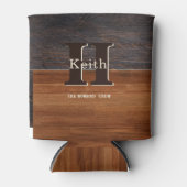 Rafraîchisseur Pour Canette Monogramme moderne Tonton de bois rustique Brown (Devant)