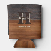 Rafraîchisseur Pour Canette Monogramme moderne Tonton de bois rustique Brown (Dos)