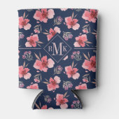 Rafraîchisseur Pour Canette Monogramme | Motif d'aquarelle rose foncé (Devant)