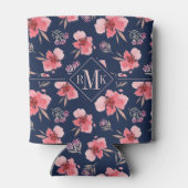 Rafraîchisseur Pour Canette Monogramme | Motif d'aquarelle rose foncé (Dos)