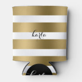 Rafraîchisseur Pour Canette Monogramme motif or & blanc moderne (Devant)