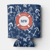 Rafraîchisseur Pour Canette Monogramme nautique Ancre bleu marine Motif (Dos)