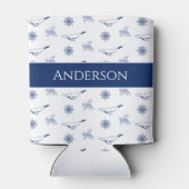 Rafraîchisseur Pour Canette Monogramme nautique Baleines et poulpe marine Blan (Dos)