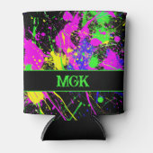 Rafraîchisseur Pour Canette Monogramme Nom initial Paint Splatter Glow (Devant)