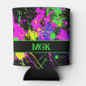 Rafraîchisseur Pour Canette Monogramme Nom initial Paint Splatter Glow (Dos)