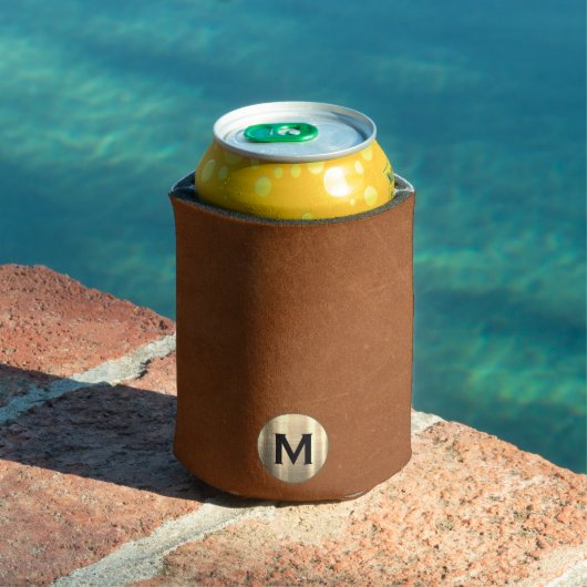 Rafraîchisseur Pour Canette Monogramme or en cuir simple (Piscine in situ)