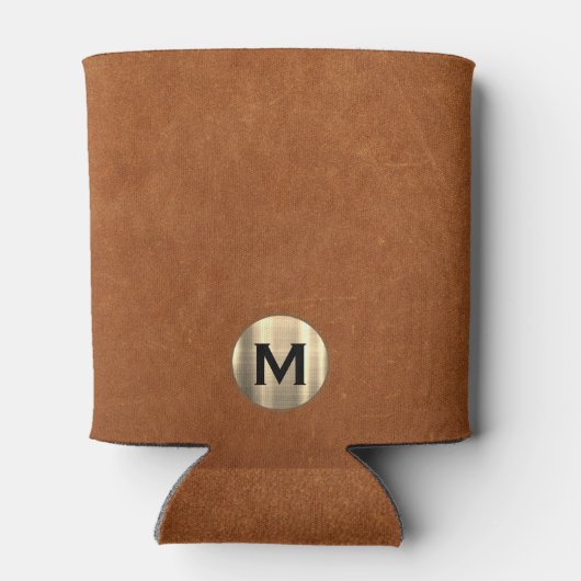 Rafraîchisseur Pour Canette Monogramme or en cuir simple (Dos)