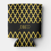 Rafraîchisseur Pour Canette Monogramme or et noir quatrefoil motif (Devant)