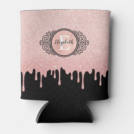 Rafraîchisseur Pour Canette Monogramme pailleté or rose (Devant)