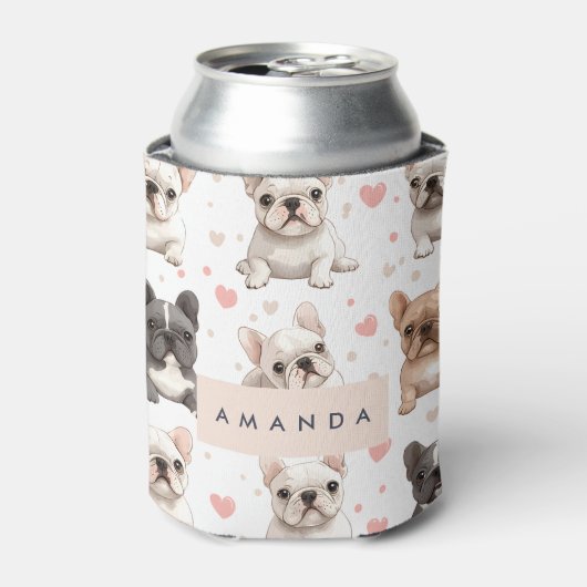 Rafraîchisseur Pour Canette Monogramme Personalized Adorable French Bulldog (Can devant)