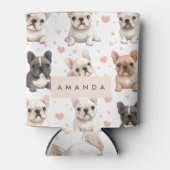 Rafraîchisseur Pour Canette Monogramme Personalized Adorable French Bulldog (Devant)