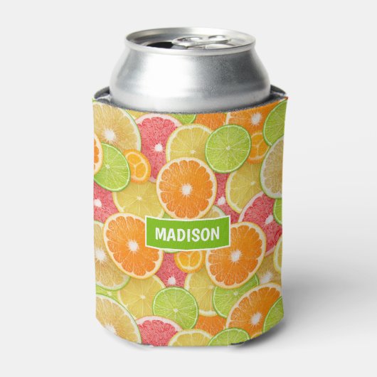 Rafraîchisseur Pour Canette monogramme personnalisé Citrus coloré (Can devant)