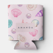 Rafraîchisseur Pour Canette Monogramme personnalisé Coastal Seashell Pearl Océ (Dos)