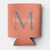 Rafraîchisseur Pour Canette Monogramme personnalisé et nom rose clair (Devant)