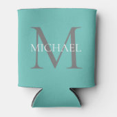 Rafraîchisseur Pour Canette Monogramme personnalisé et nom Turquoise clair (Devant)