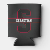 Rafraîchisseur Pour Canette Monogramme personnalisé noir rouge moderne (Devant)