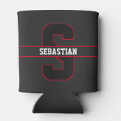 Rafraîchisseur Pour Canette Monogramme personnalisé noir rouge moderne (Dos)