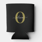 Rafraîchisseur Pour Canette Monogramme personnalisé Nom du script Black White (Dos)