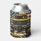Rafraîchisseur Pour Canette Monogramme Ramasser Camion Drapeau Grunge (Can devant)