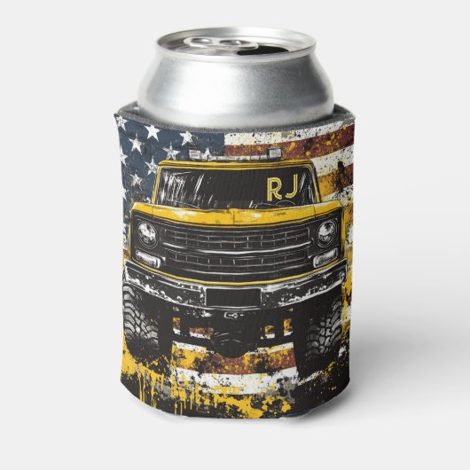 Rafraîchisseur Pour Canette Monogramme Ramasser Camion Drapeau Grunge (Can Dos)