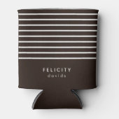 Rafraîchisseur Pour Canette Monogramme rayures horizontales brun & blanc (Devant)